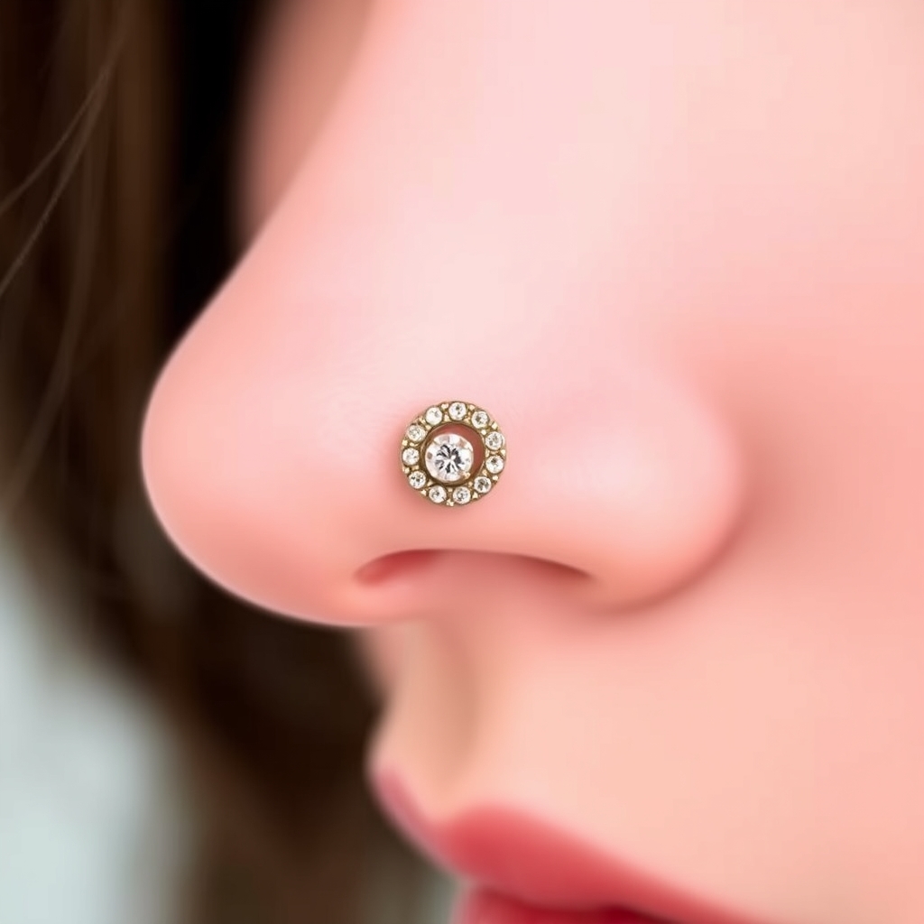 Related body jewelry piercing design - Nose Tip Floral Curve - AI generated piercing idea