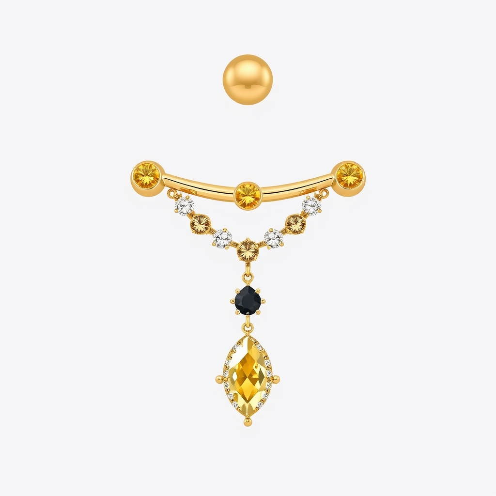 Virtual navel piercing try-on - Stunning Navel Accent Jewelry Design - online piercing simulator