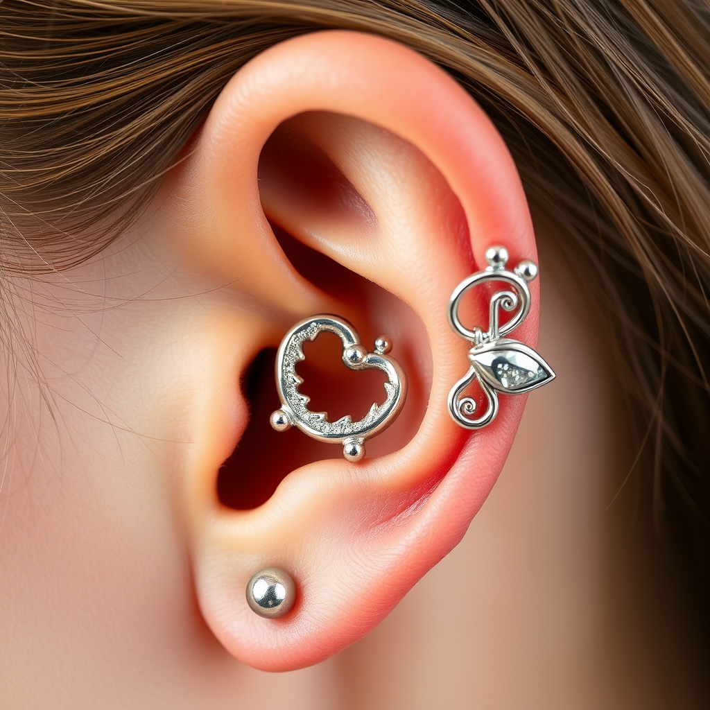 Related jewelry piercing design - Earlobe Floral Accents - AI generated piercing idea
