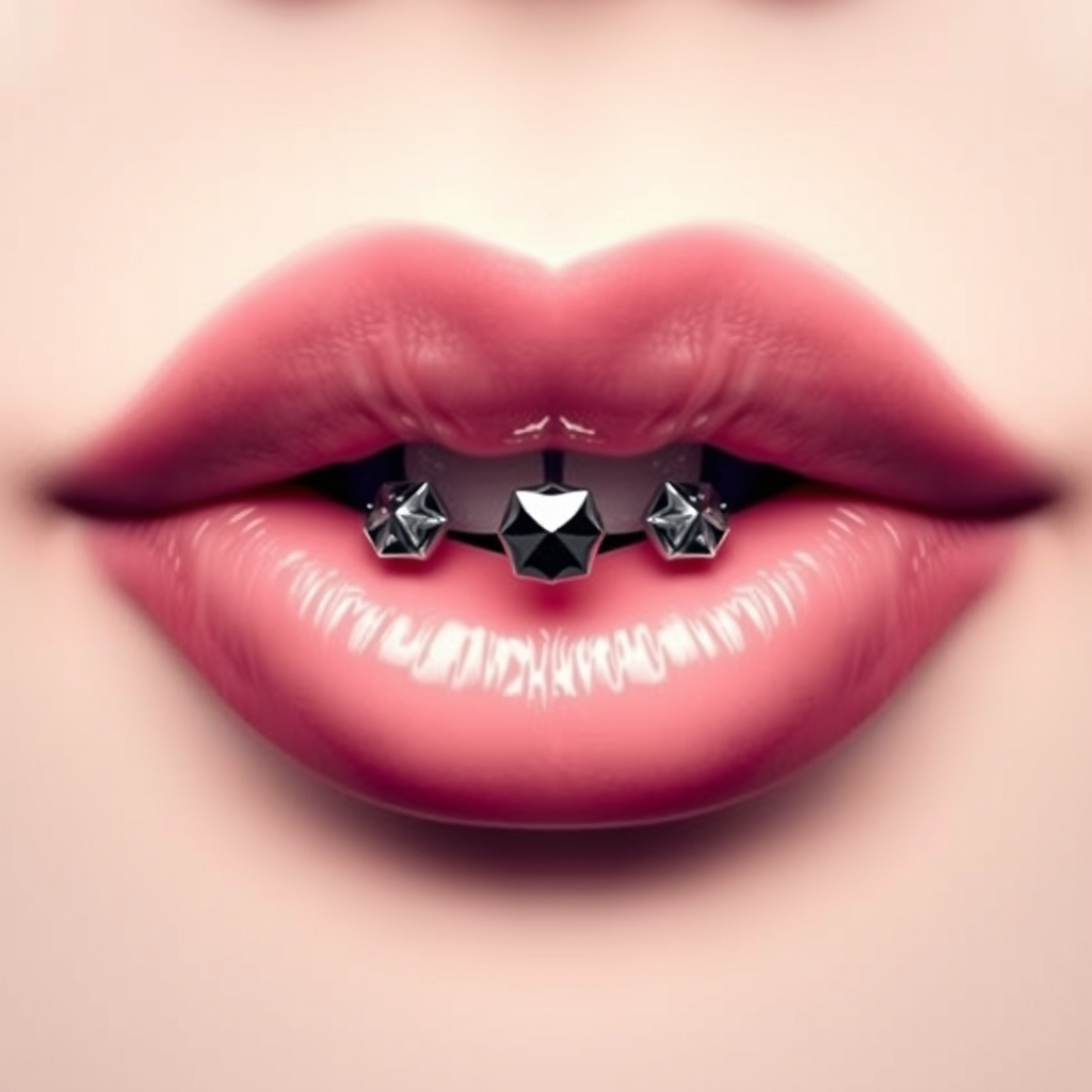 Related body modification piercing design - Lip Curve Piercing Design - AI generated piercing idea