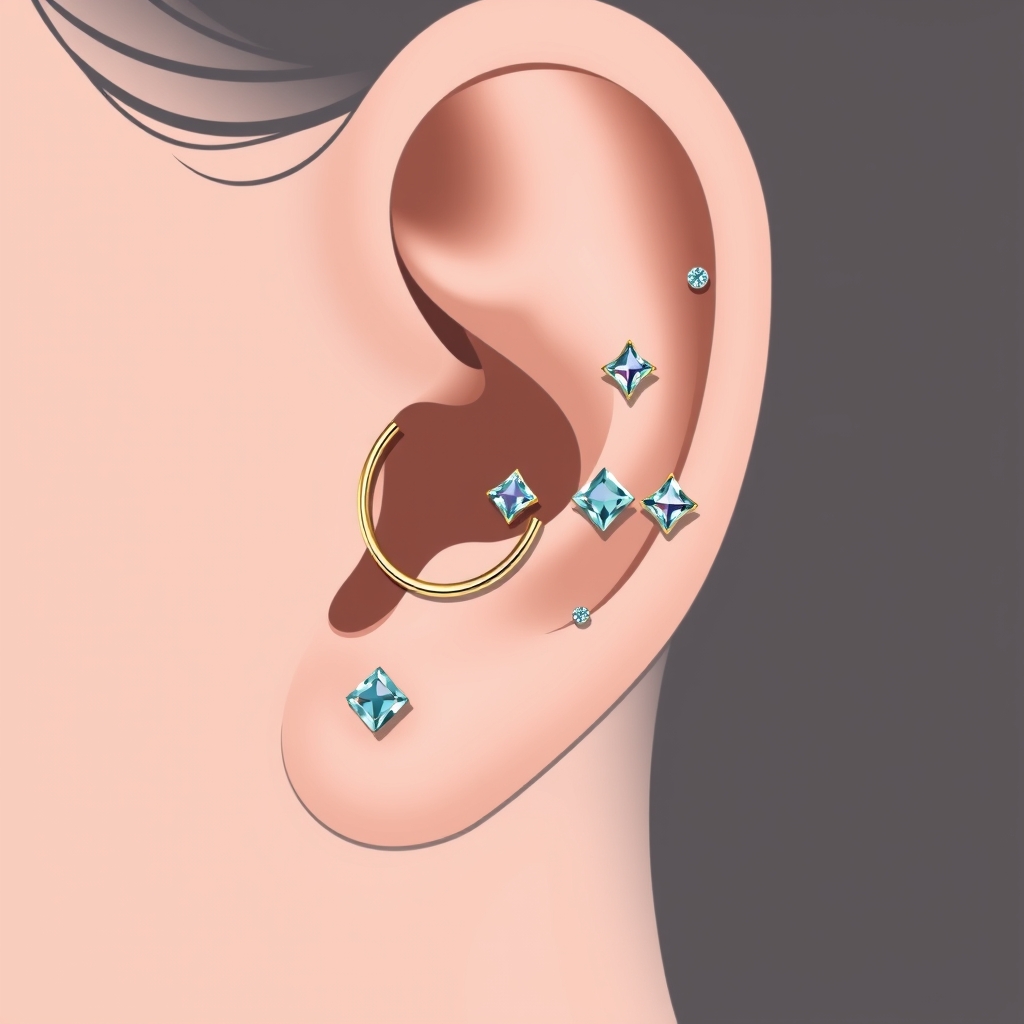 Related ear piercings piercing design - Delicate Daisy Ear Piercing Design - AI generated piercing idea