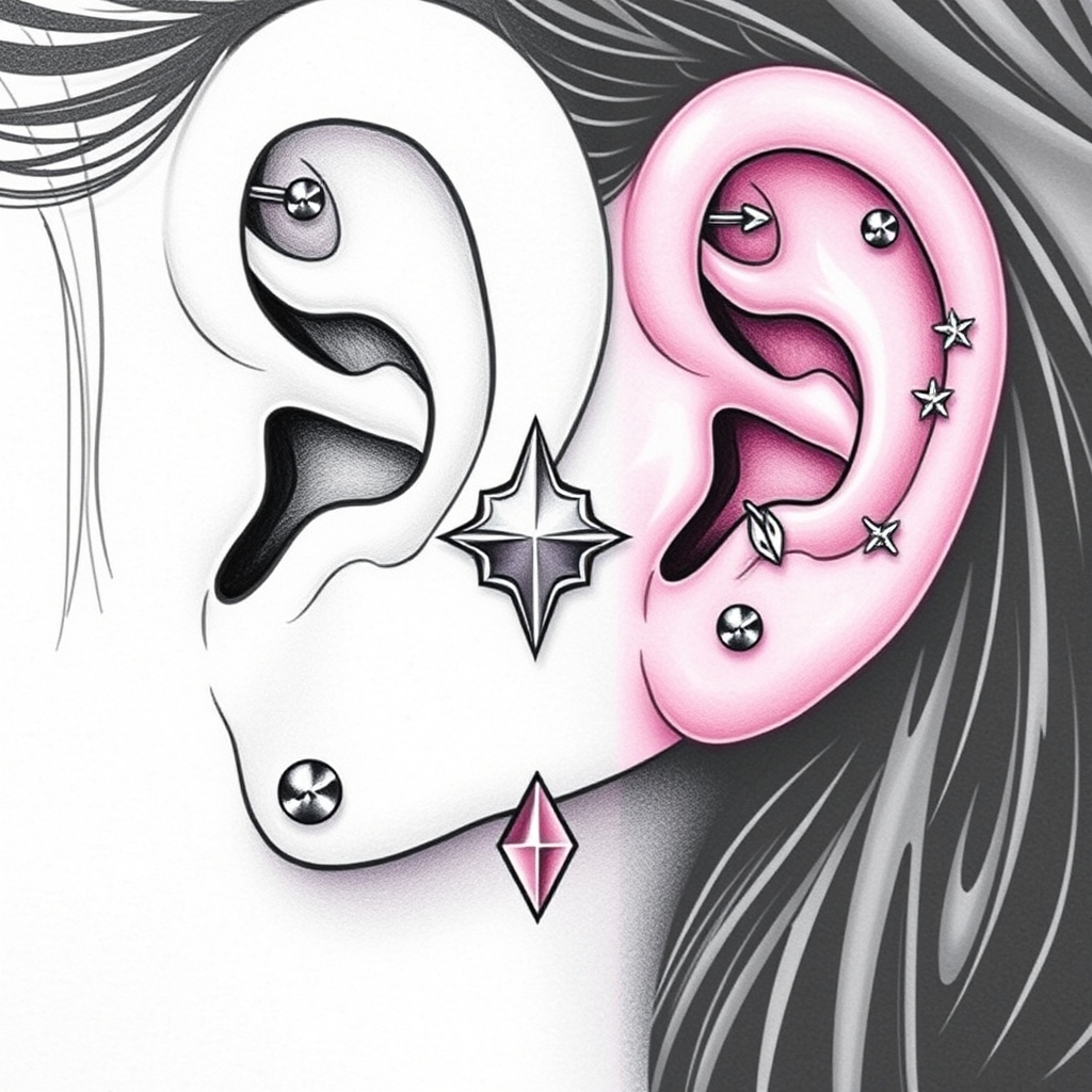 AI generated ear piercing design - Simple Sparkling Spiral - free piercing generator result