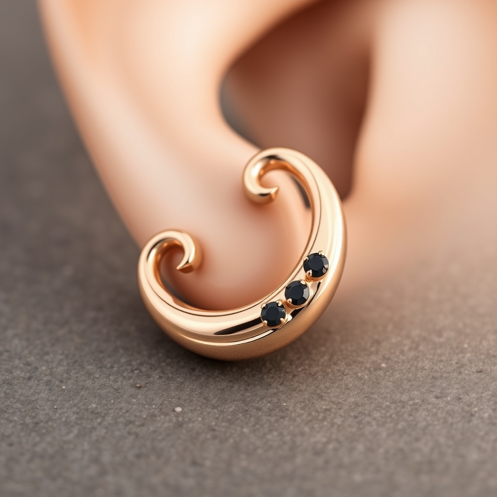 Virtual navel piercing try-on - Treble Clef Navel Piercing Design - online piercing simulator