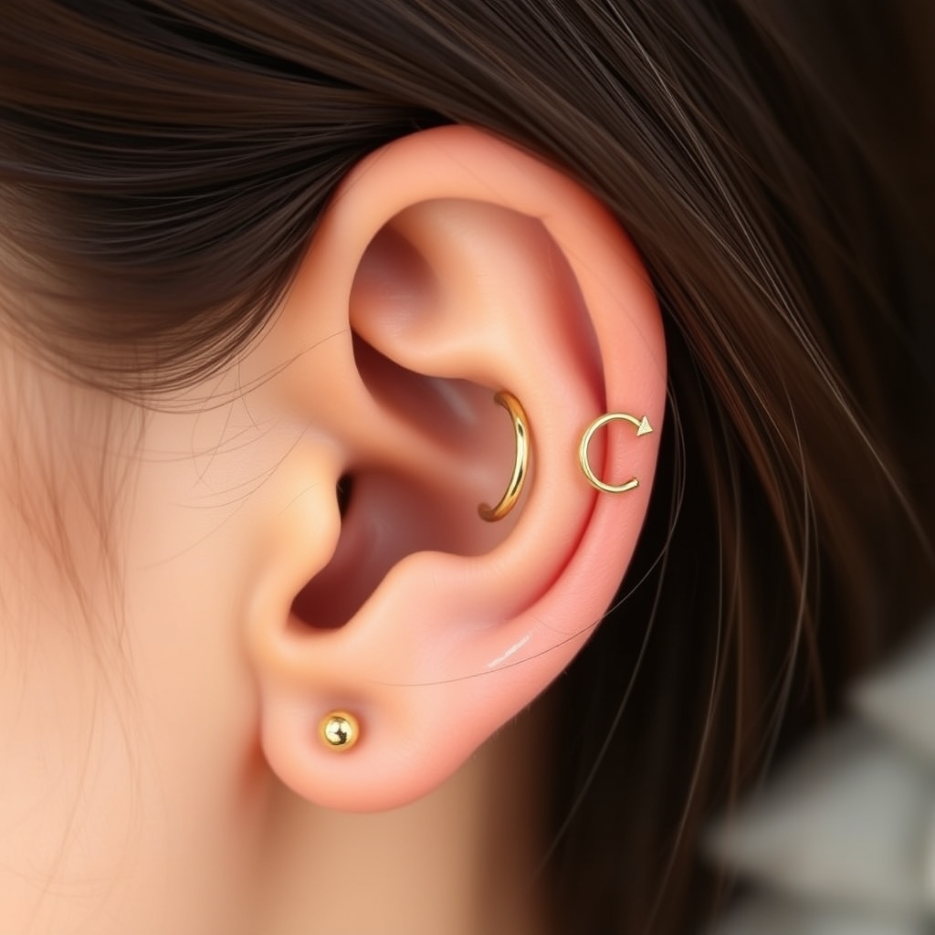 Virtual ear piercing try-on - Tiny Triangle Ear Piercing - online piercing simulator