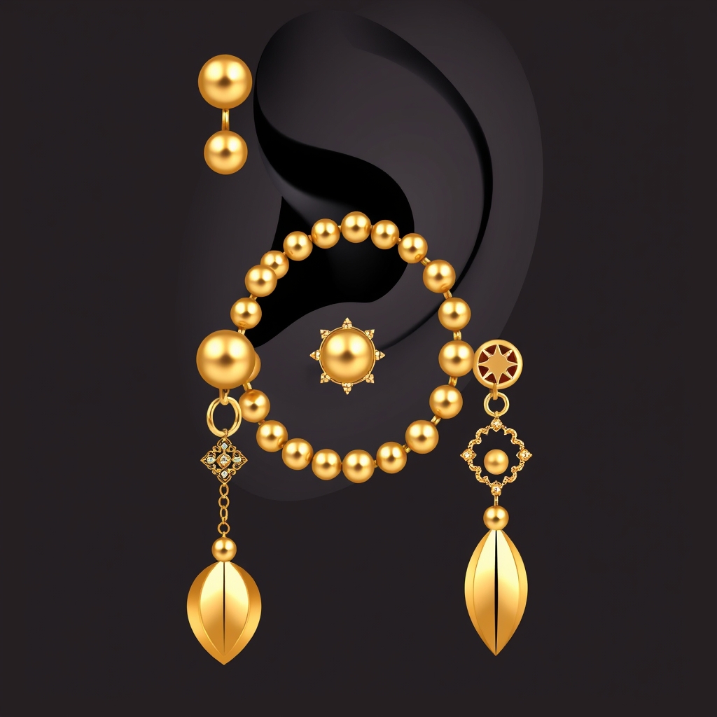 AI generated body jewelry design - Spiral Vine Ear Piercing Design - free piercing generator result