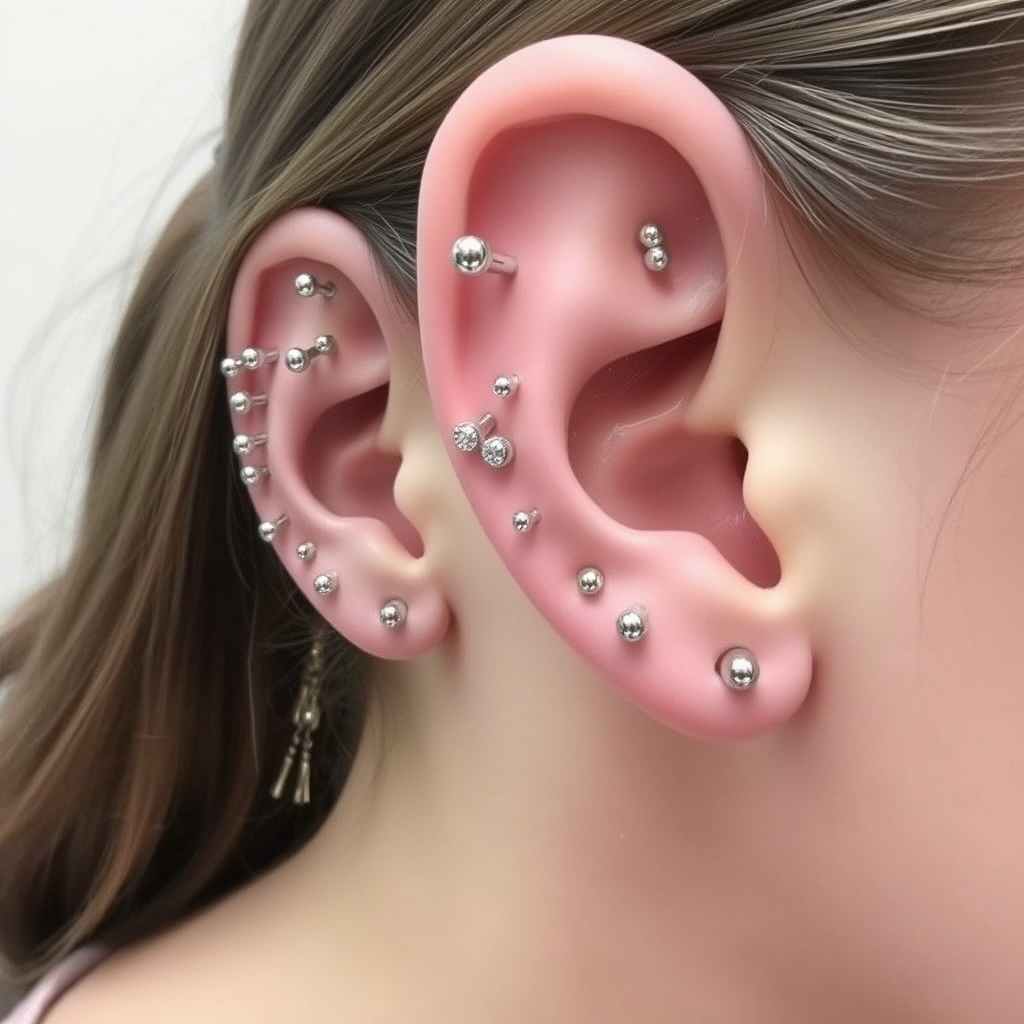 Related ear piercings piercing design - Tiny Hoops for Enhanced Elegance - AI generated piercing idea