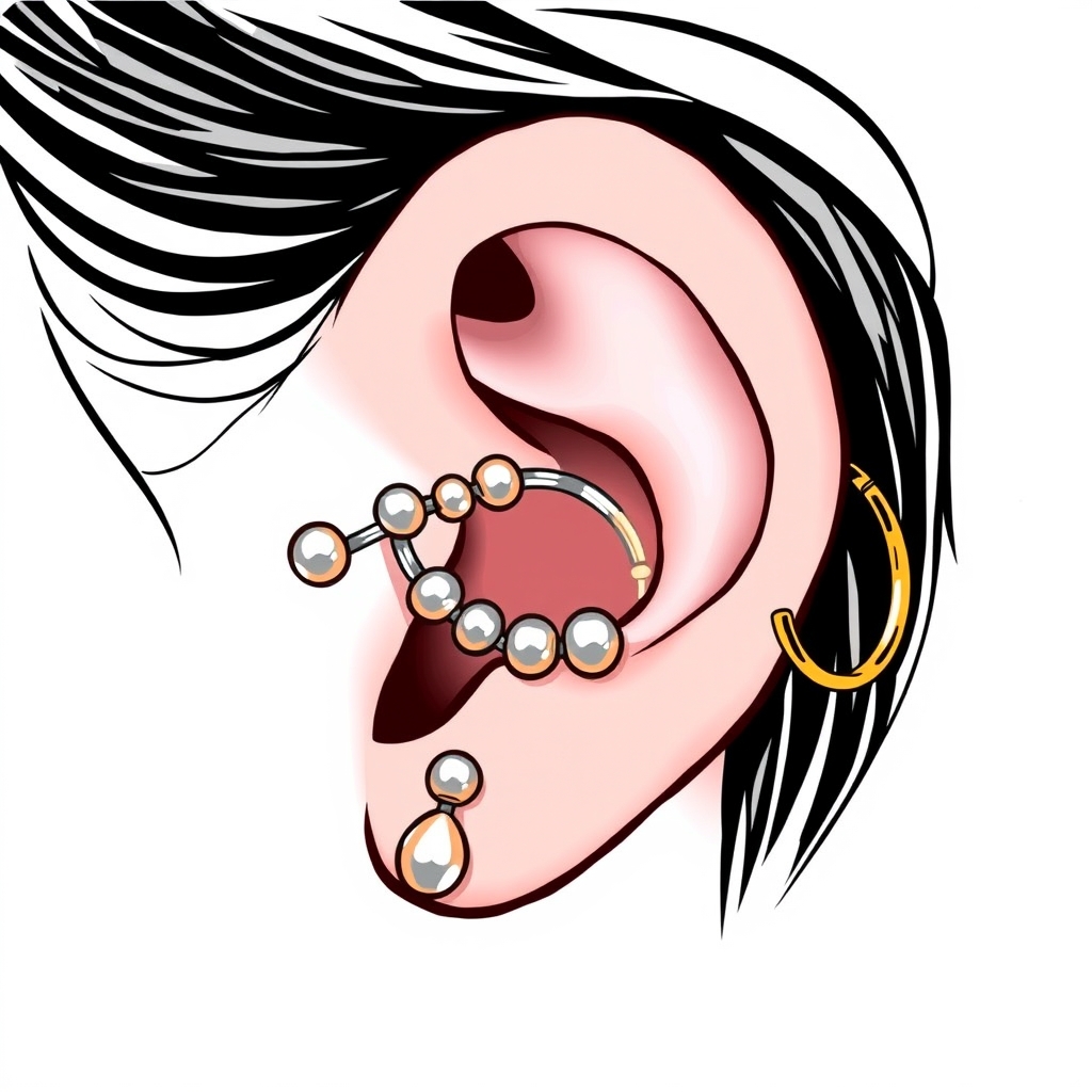 Related body jewelry piercing design - Simple Helix Piercing - AI generated piercing idea