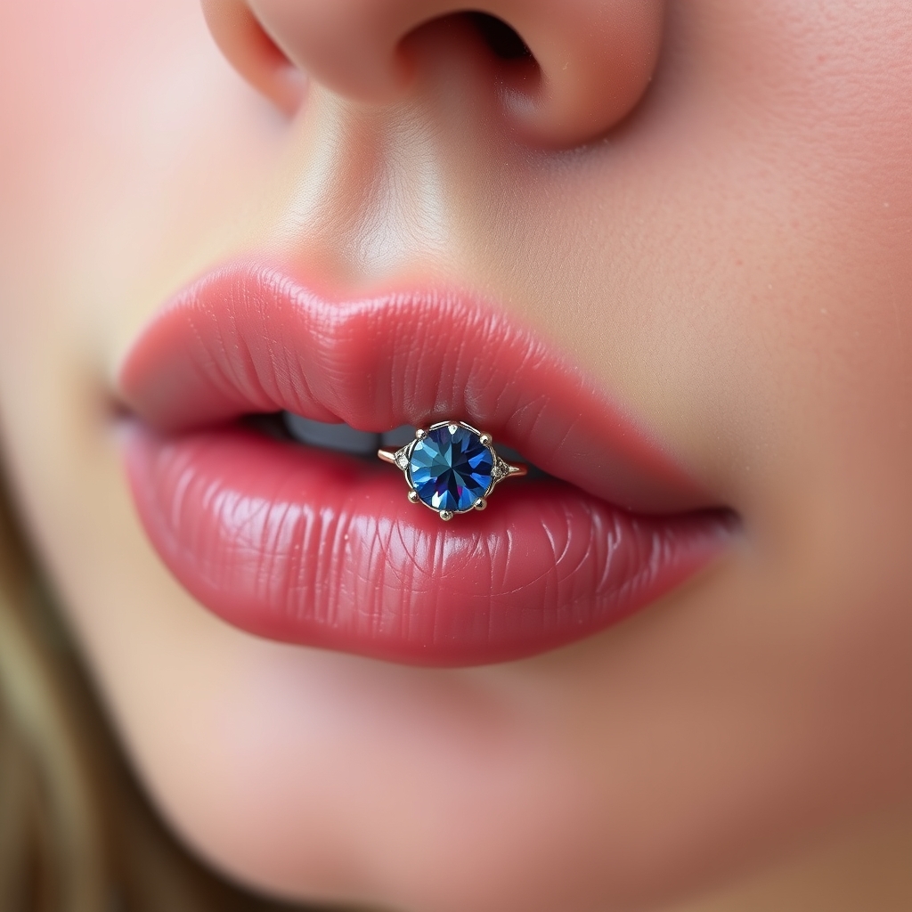 Virtual lip piercing try-on - Lip Shine Dot Jewelry - online piercing simulator