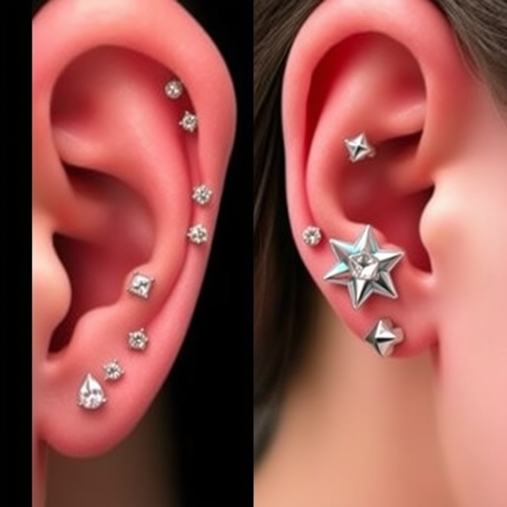 AI piercing generator result - Elegant Spiral Ear Cuff Design - ear style body jewelry piercing