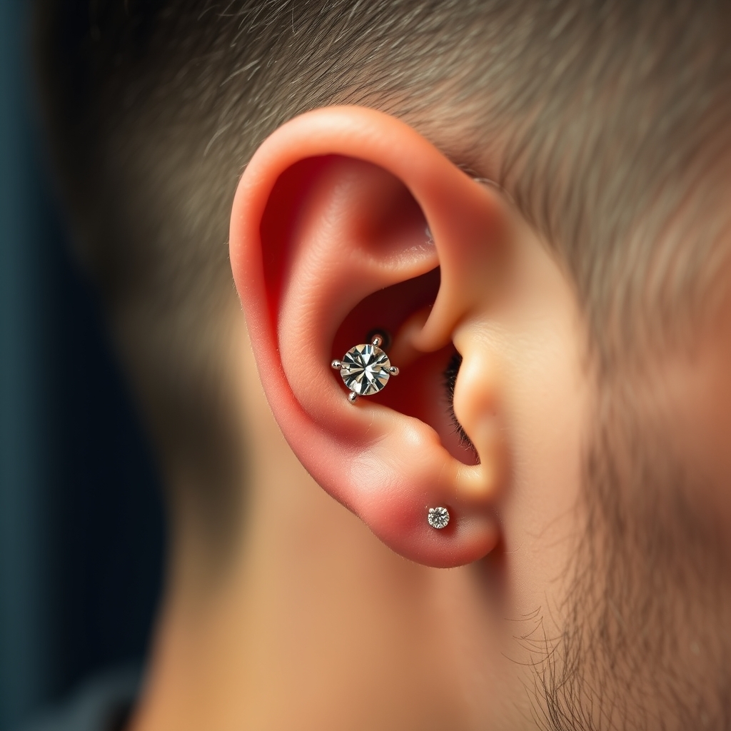 Related ear piercing piercing design - Tiny Diamond Dangle Ear Piercing - AI generated piercing idea