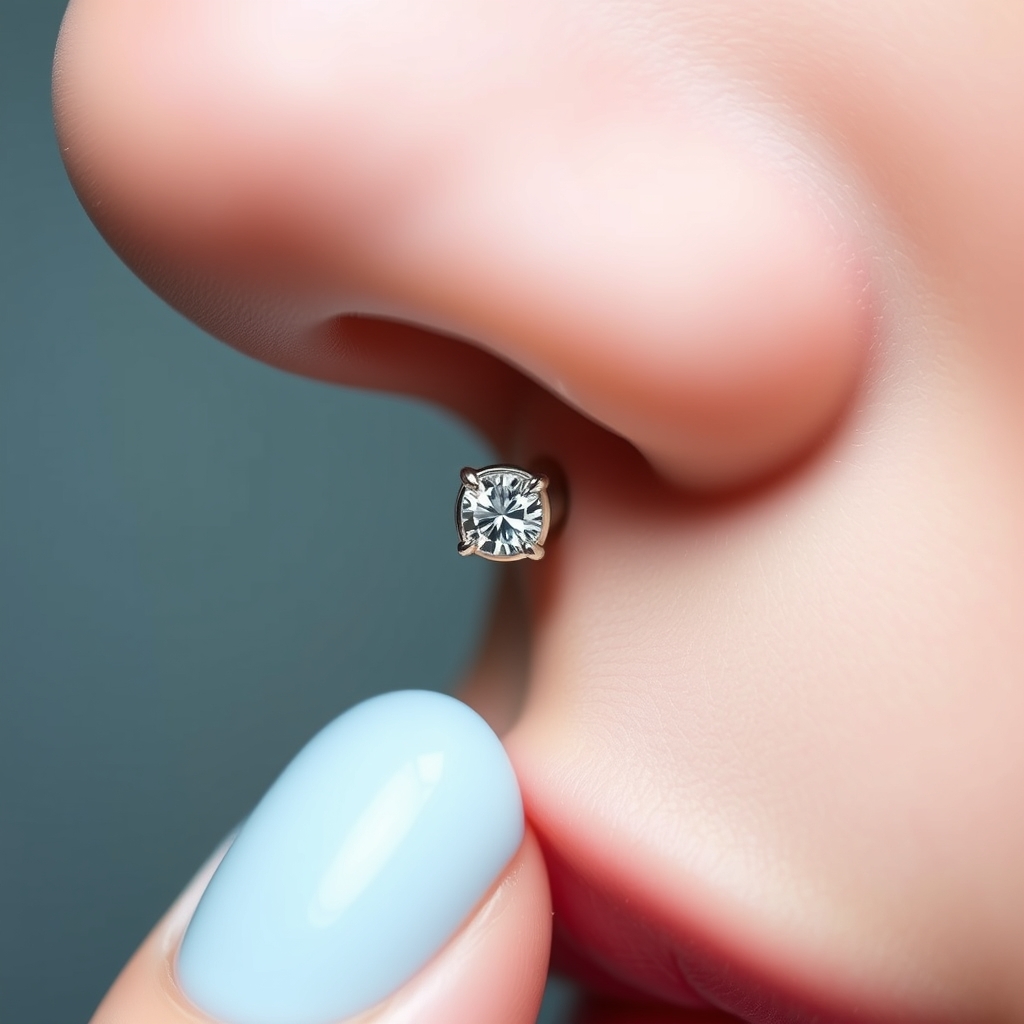 Related jewelry piercing design - Simple Stud Jewel Nose Piercing - AI generated piercing idea