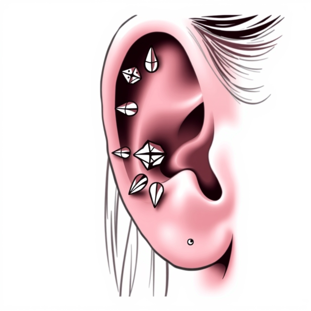 AI generated piercing design - Tiny Heartbeat Ear Cuff Design - free piercing generator result