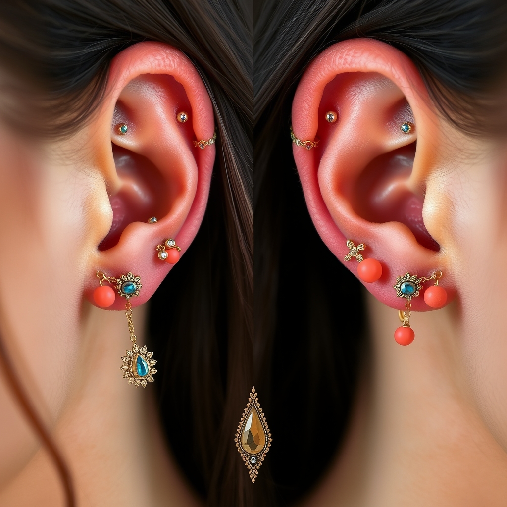 Related ear piercings piercing design - Tiny Hoop with Dainty Gemstone Accent - AI generated piercing idea