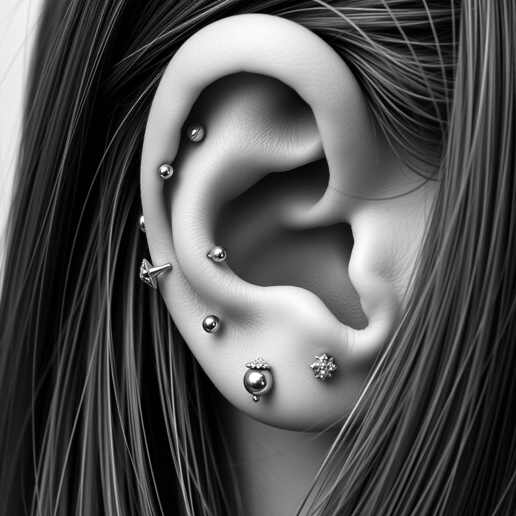 Related ear piercings piercing design - Delicate Daisy Ear Piercing - AI generated piercing idea
