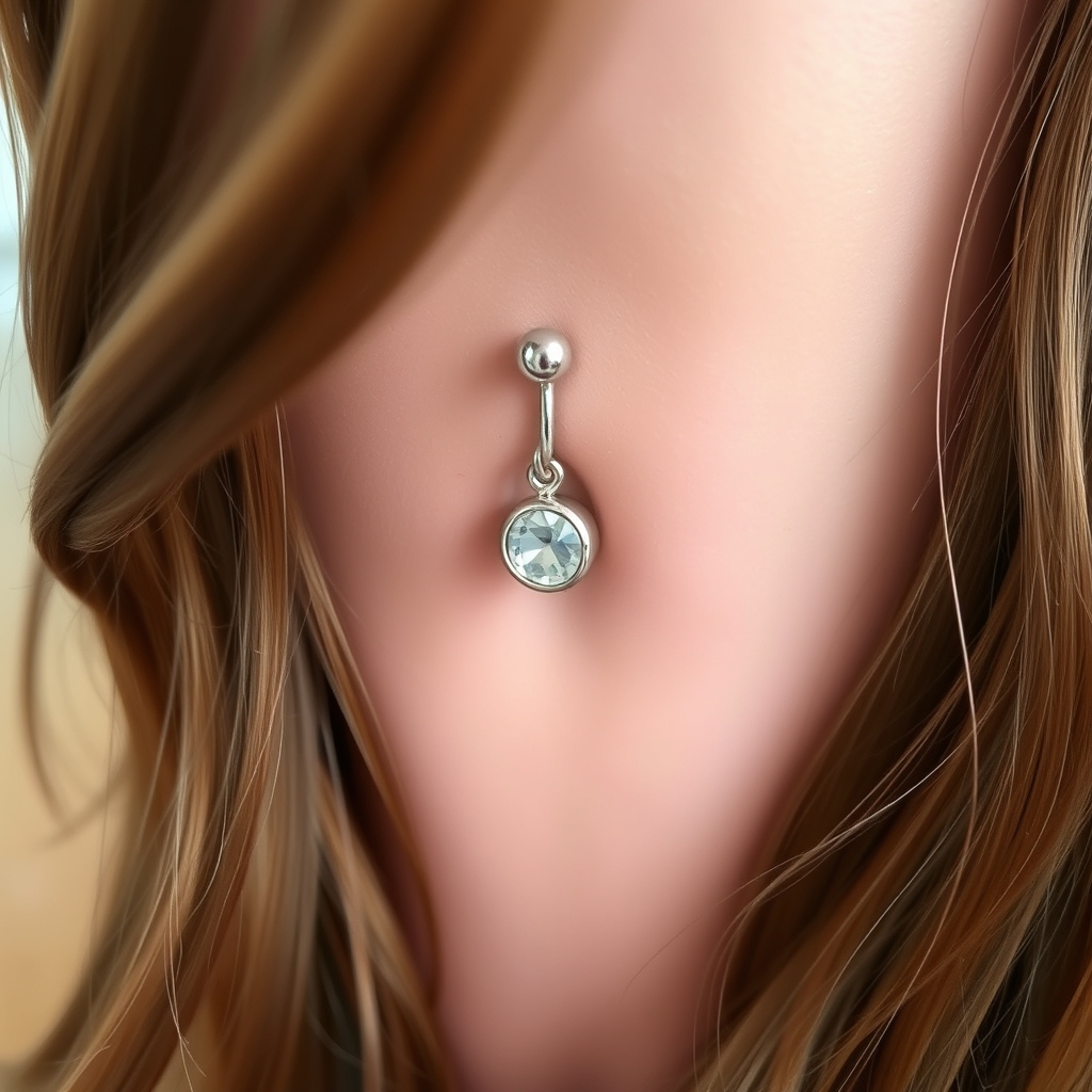 Virtual navel piercing try-on - Solar System Spiral - online piercing simulator