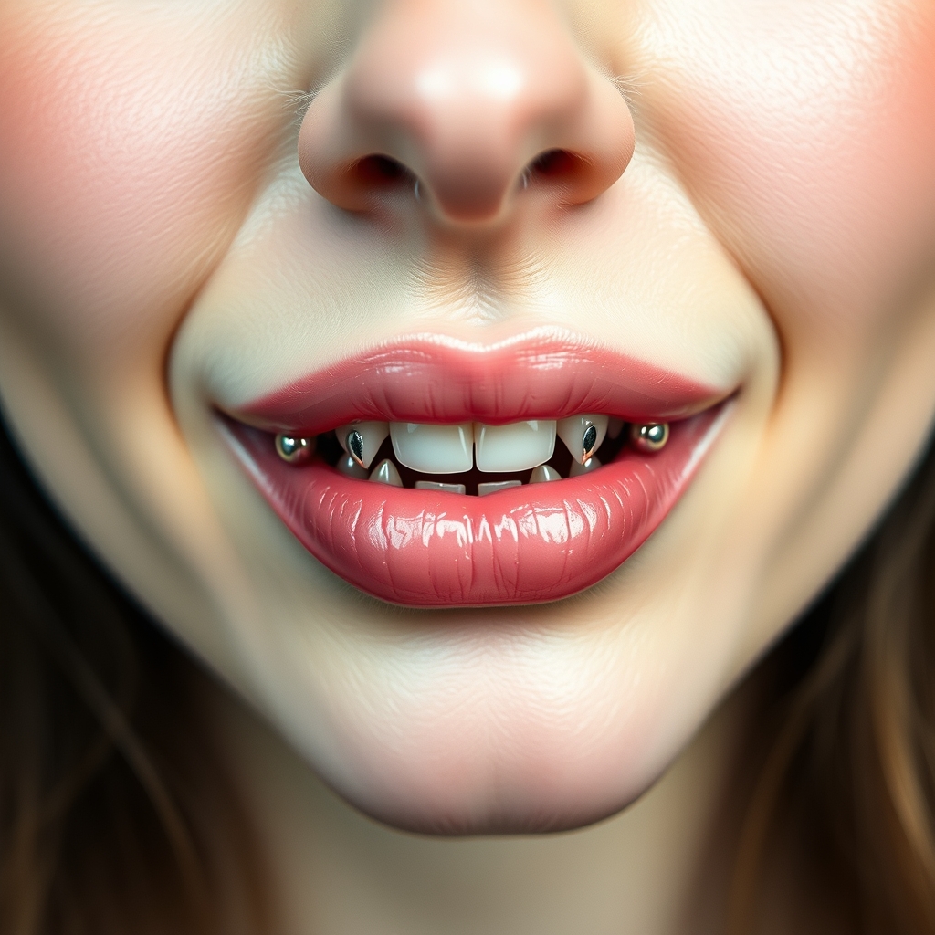 Related body modification piercing design - Lip Curve Line Piercing Design - AI generated piercing idea