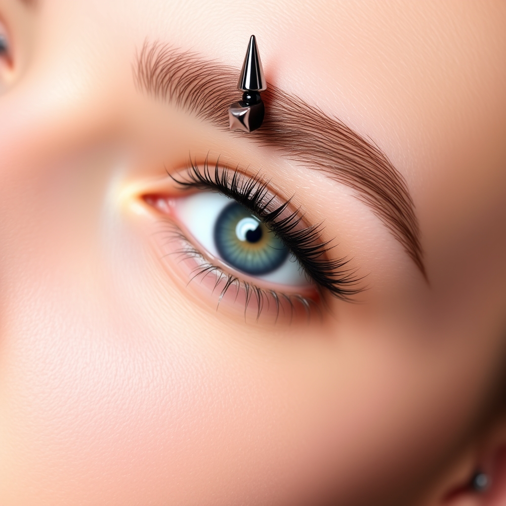 AI piercing generator result - Architectural Edge Brow Piercing - eyebrow style body modification piercing