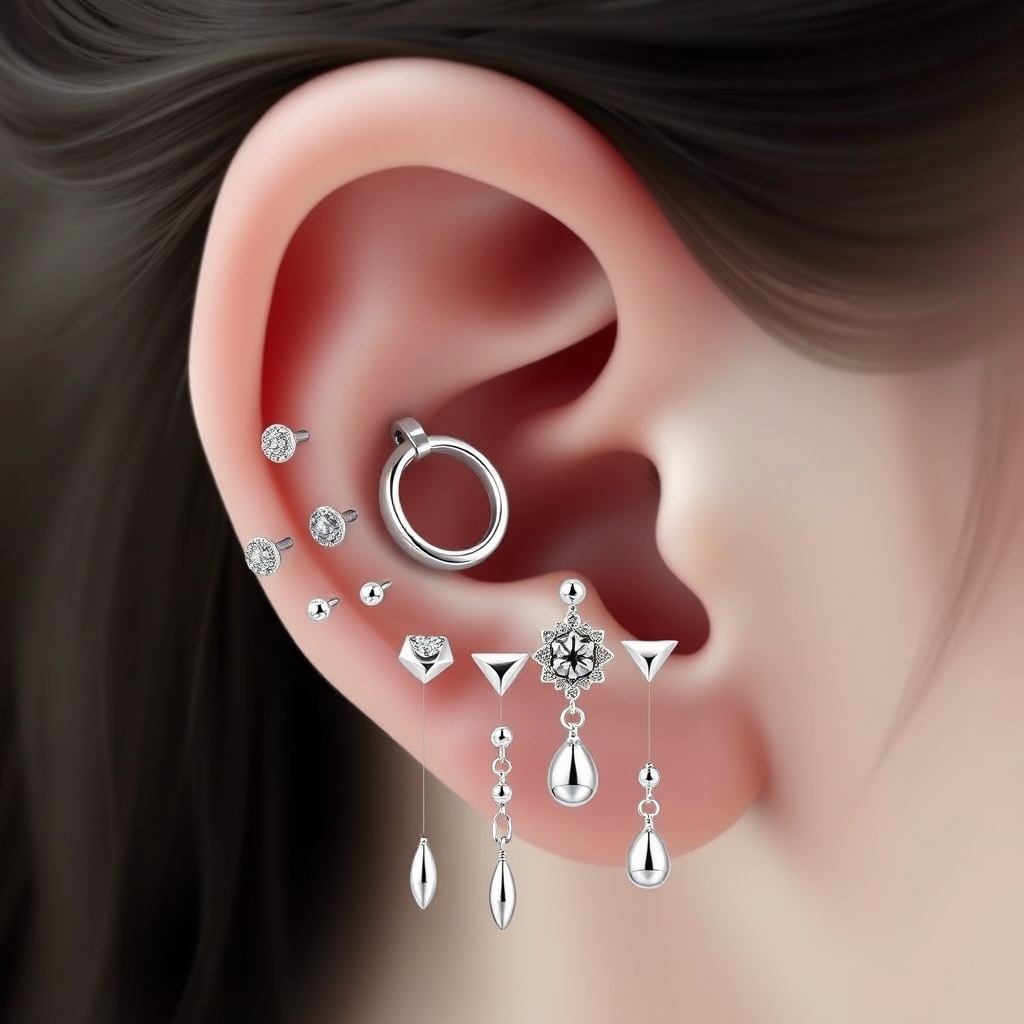 Related body jewelry piercing design - Tiny Tribal Tribal Flower - AI generated piercing idea