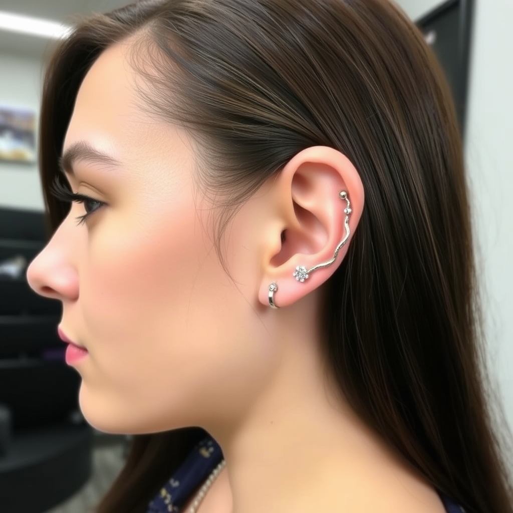 Related body modification piercing design - Surgical Steel Ear Cuff Design - AI generated piercing idea