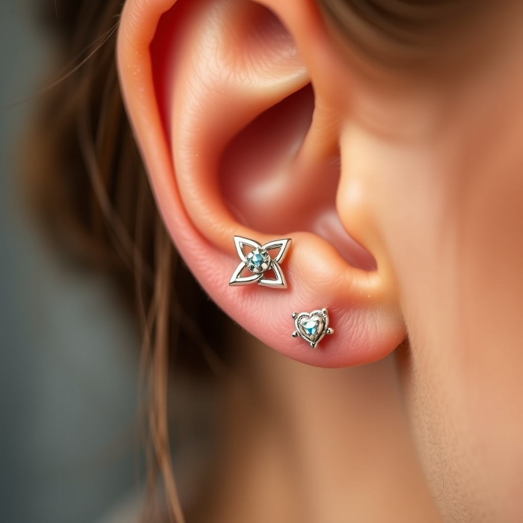 AI piercing generator result - Delicate Floral Bloom Ear Accent - ear style jewelry piercing