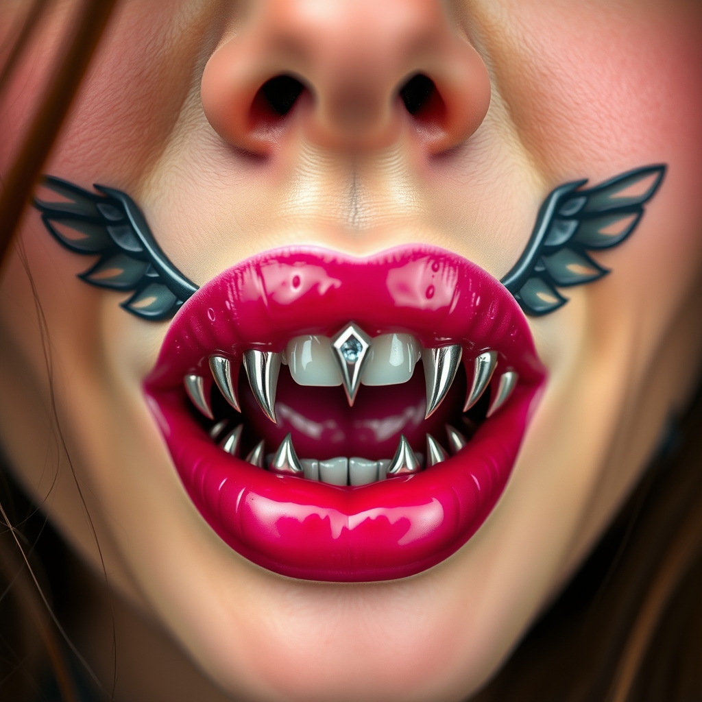 AI piercing generator result - Double Lip Line Piercing Design - lip style body modification piercing