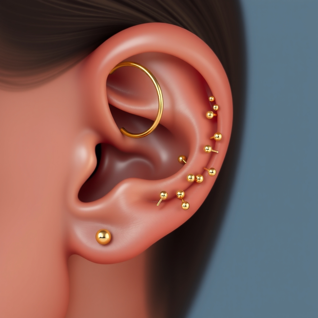 AI generated ear piercing design - Elegant Feathered Ear Cuff Design - free piercing generator result