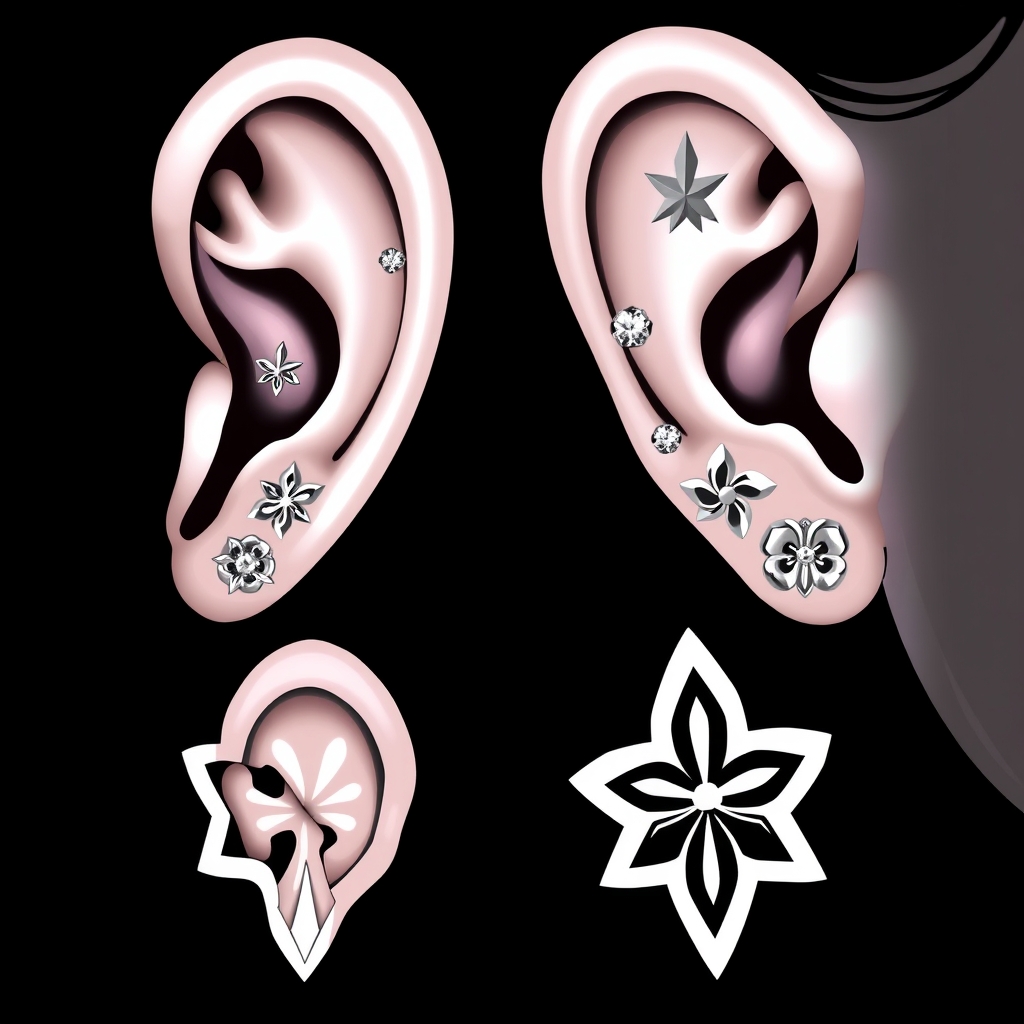 AI generated ear piercing design - Tiny Hoop with Dainty Gemstone Accent - free piercing generator result
