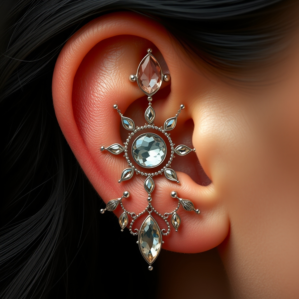 AI piercing generator result - Simple Spiral Orbital Piercing - navel style body jewelry piercing